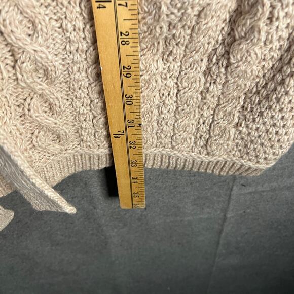 Aran Draft Merino Wool Button Front Sweater Cardigan Size Large Parsnip - Picture 8 of 12